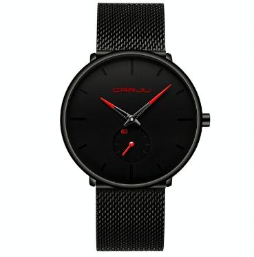 V562-C106521350DBT-202508282254-00 Men Waterproof Quartz Watch with Small Seconds and Mesh Band - Red Pointer - Image 1