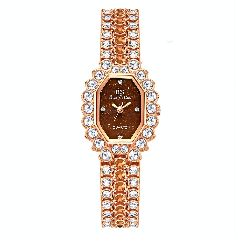 V562-C1067432060DBT-202508290736-00 Sparkling Full Diamond Women Watch - Niche Glitter - Rose Coffee - Image 1