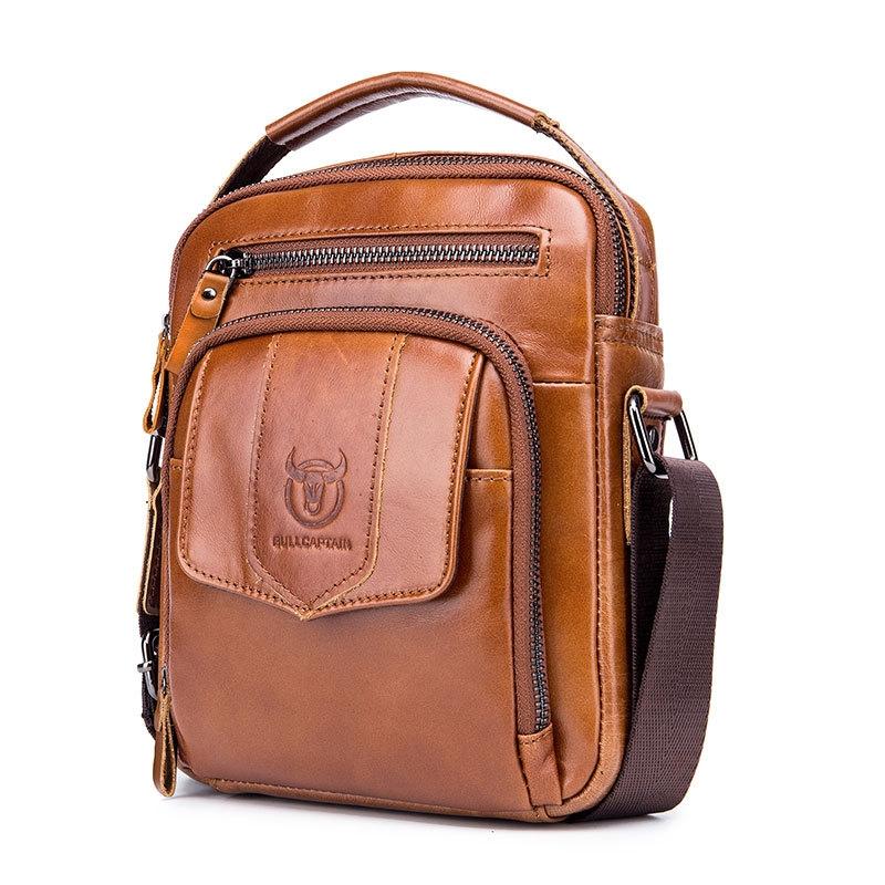 V562-C1073313850DBT-202508291026-00 Retro Leather Shoulder Bag For Men Large Capacity - Yellow Brown - Image 1