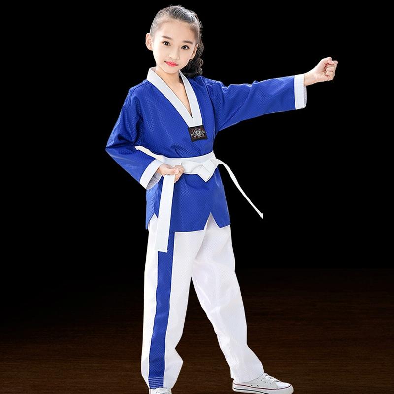 V562-C1081134060DBT-202508290507-00 Taekwondo Training Uniform Child & Adult Cotton Clothing Size 130 - Blue White Stitching - 130 - Image 1