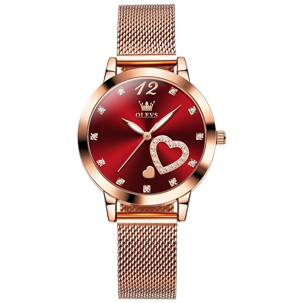 V562-C108142500ADE-202508280836-00 Waterproof Heart-shaped Women Quartz Watch - Red - Image 1