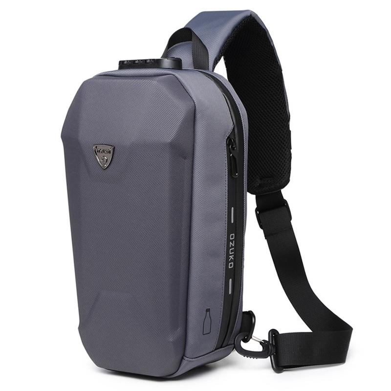 V562-C1089011350DBT-202508282245-00 Waterproof Men Chest Bag Usb Charging Port Anti Theft Oxford Cloth Messenger Bag - Dark Grey - Image 1
