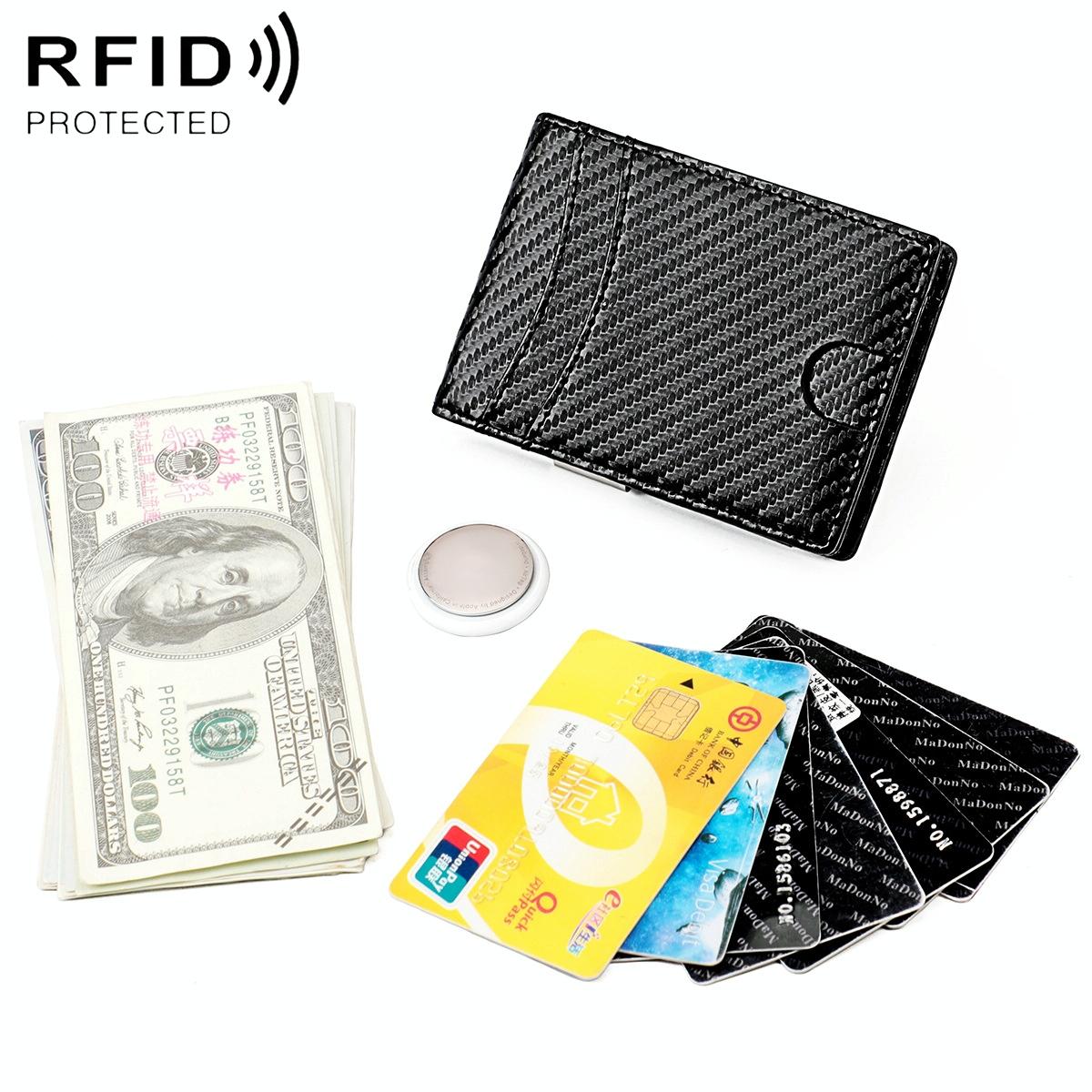 V562-C108988200ADE-202508281931-00 Leather Wallet with Rfid and Tracker Pocket for Men - Carbon Fiber Texture - Image 1