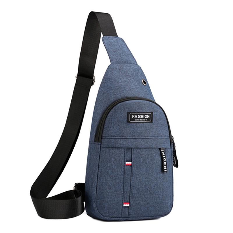 V562-C1095484060DBT-202508291205-00 Canvas Crossbody Chest Bag For Men - Dark Blue - Image 1