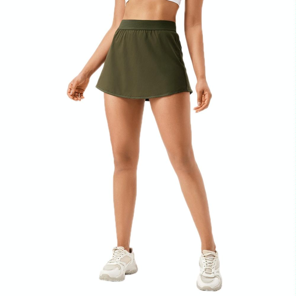 V562-C5040705060DBT-202508290440-00 Quick Drying Women Yoga Skirt Pants Breathable & Fake Two Piece Size L - Green - Xxl - Image 1
