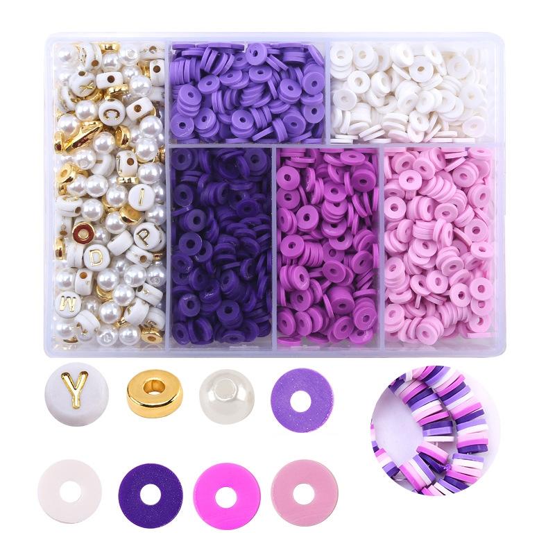 V562-D1003652060DBT-202508290726-00 6 Piece Soft Pottery Beading Set For Diy Bracelets & Necklaces - Purple - Image 1