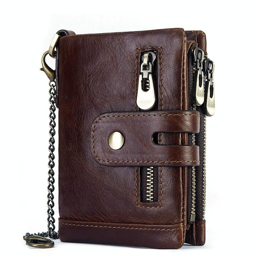V562-D1008202750DBT-202508281642-00 Men Rfid Leather Tri-fold Wallet - Secure & Stylish - Brown - Image 1