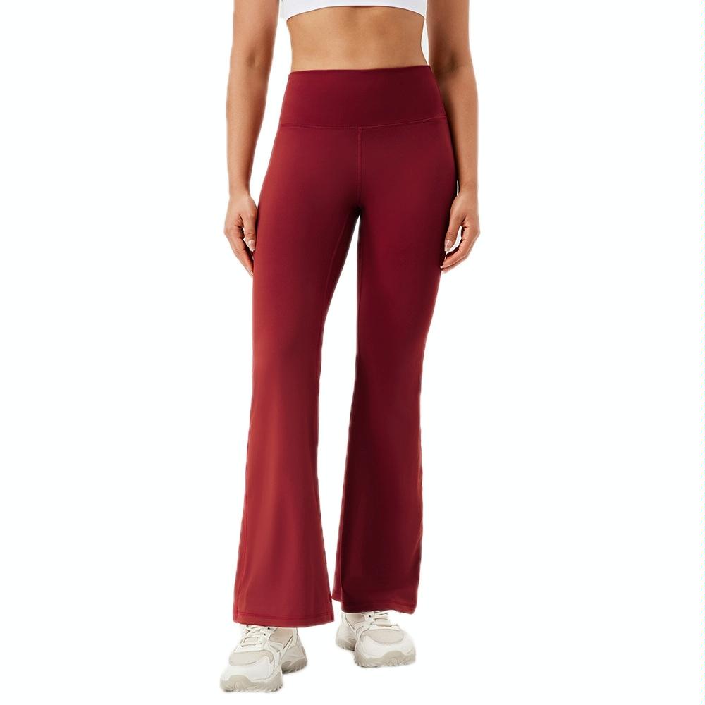 V562-D1021705060DBT-202508290435-00 High Waisted Elastic Yoga Flared Pants Size L - Wine Red - S - Image 1