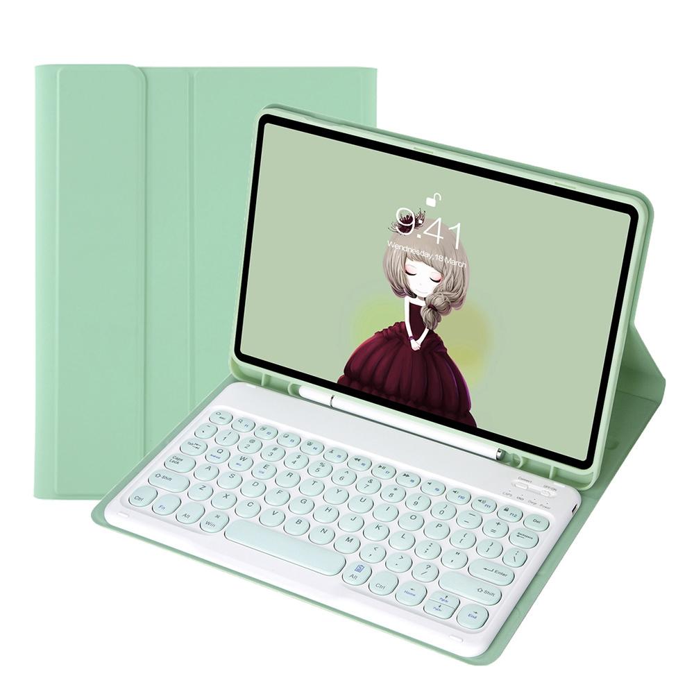 V562-D102494100ADE-202508290310-00 Detachable Bluetooth Keyboard Leather Case For Ipad Air 4 / 5 - Candy Colour Skin Texture - 10.9 Inch - Light Green - Image 1