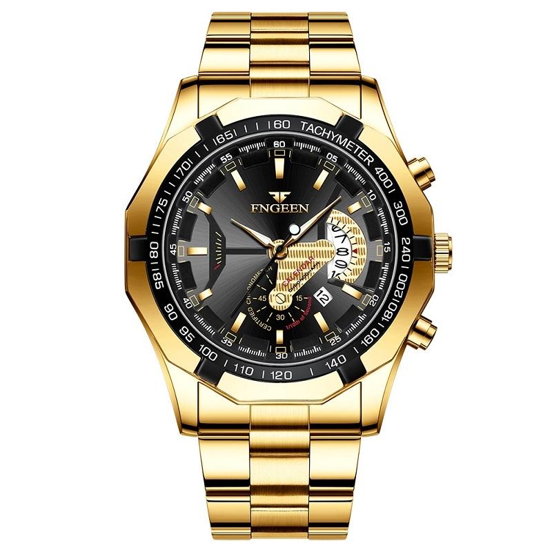 V562-D1034801650DBT-202508290041-00 Waterproof Men Calendar Watch - Full Gold Black Surface - Image 1