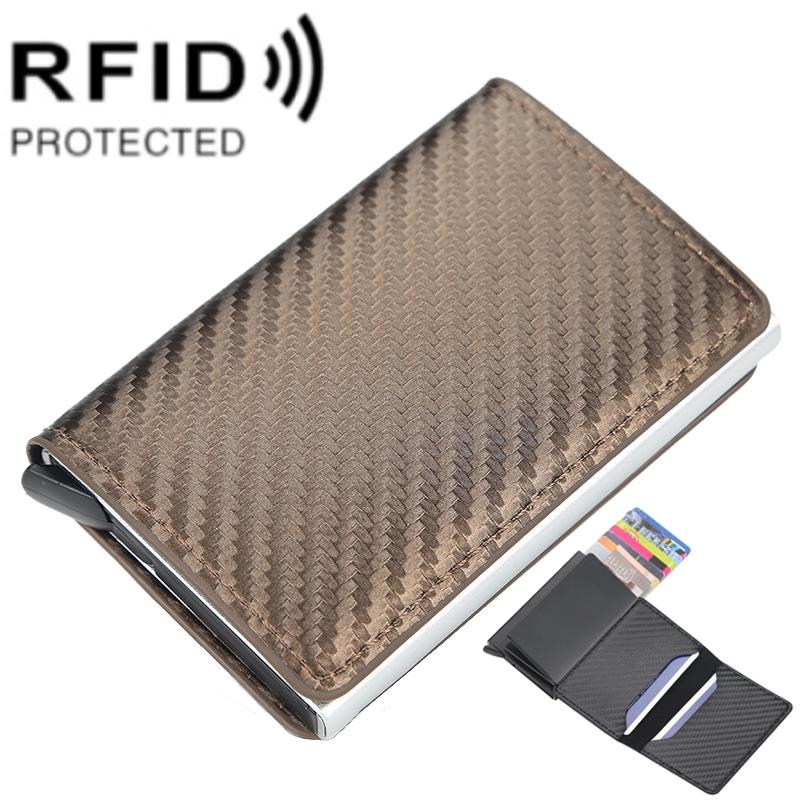 V562-D1051683060DBT-202508281121-00 Rfid-protected Plaid Leather Wallet with Automatic Card Ejector - Gold - Image 1