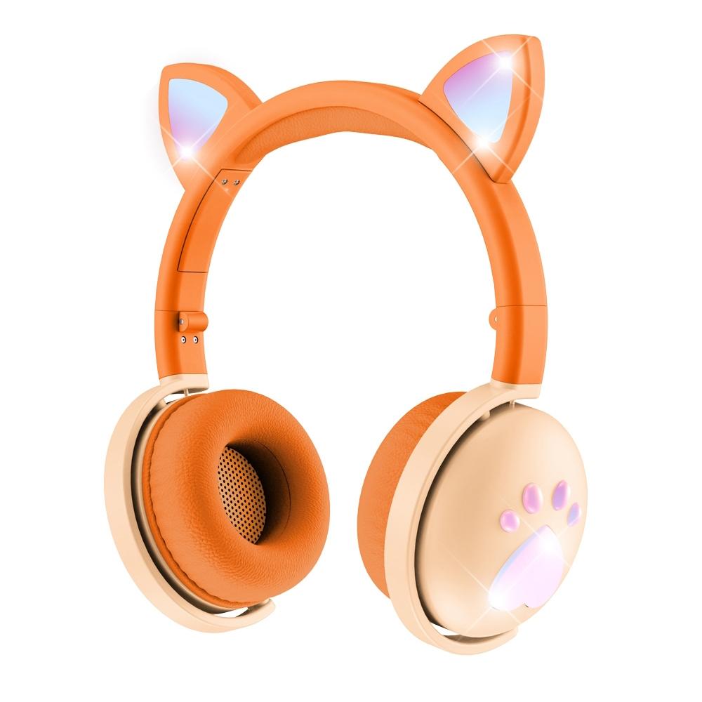 V562-D105936100AYS-202508292125-00 7.1 Surround Sound Cat Ear Gaming Headset With Mic - Orange - Image 1