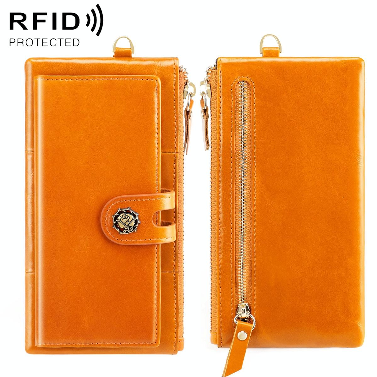 V562-D106788200ADE-202508281835-00 Women Vintage Leather Rfid Wallet - Yellow - Image 1