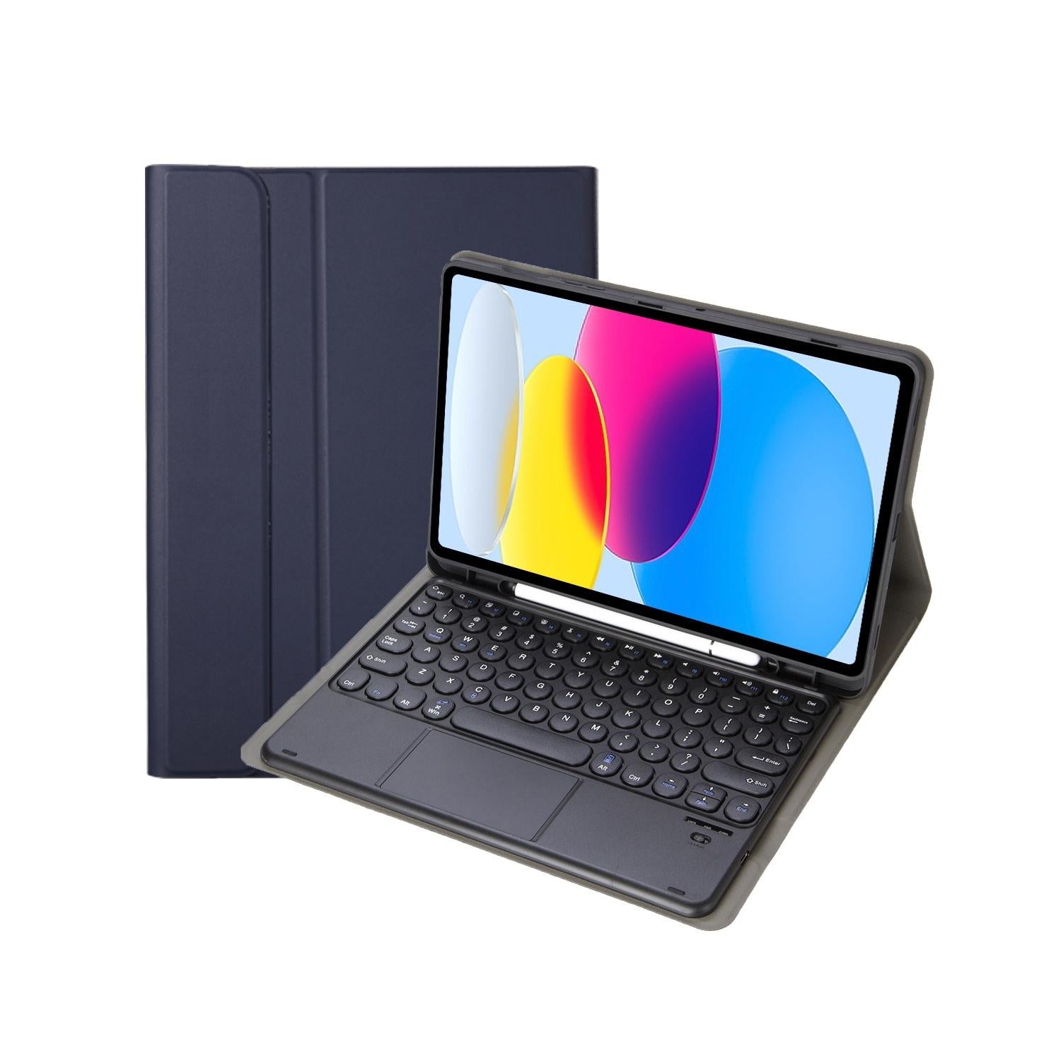 V562-D3675SAS-202508290332-00 2022 Ipad 10.9 Lambskin Bluetooth Keyboard Case With Pen Slot - Dark Blue - Image 1