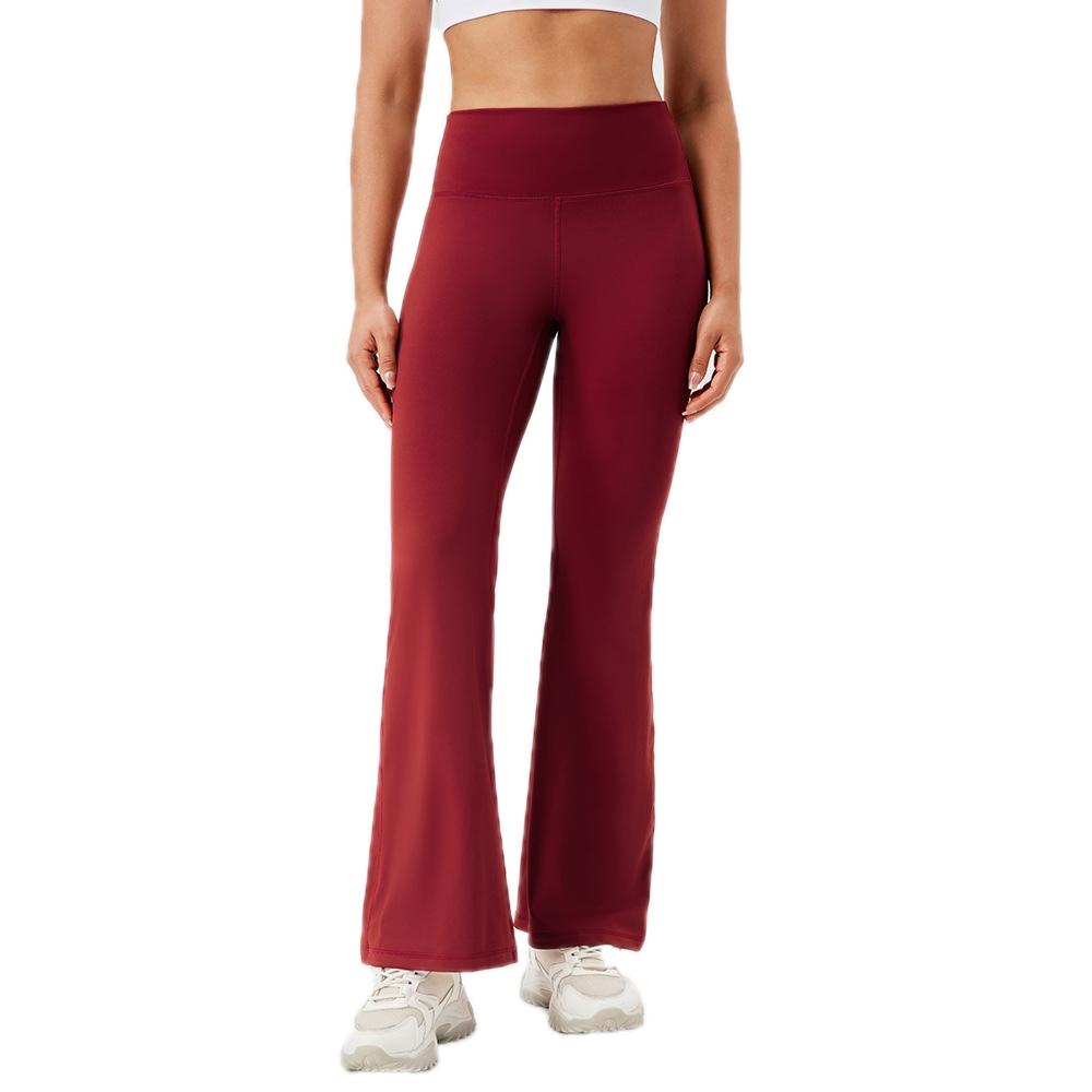V562-D4021705060DBT-202508290430-00 High Waisted Elastic Yoga Flared Pants Size L - Wine Red - Xl - Image 1