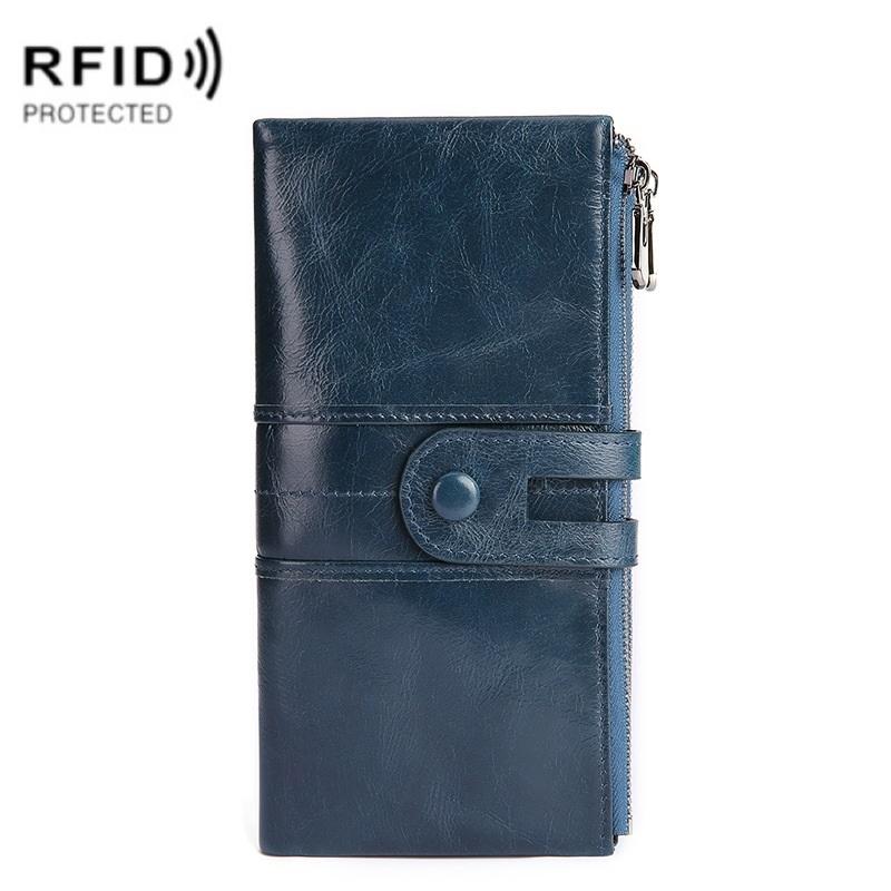 V562-E1000513850DBT-202508281025-00 Women Leather Rfid Wallet - Sleek & Secure - Blue - Image 1