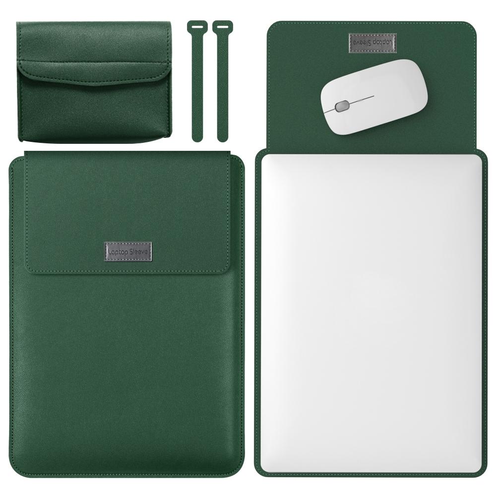 V562-E103402300ADE-202508290640-00 11 / 12 Inch Leather Computer Bag - Lightweight & Portable - 4 in 1 - Dark Green - Image 1