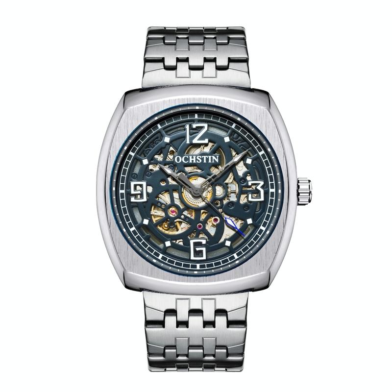 V562-E105289300ADE-202508290104-00 Masterpiece Mechanical Men Watch with Steel Band - Silver Blue - Image 1