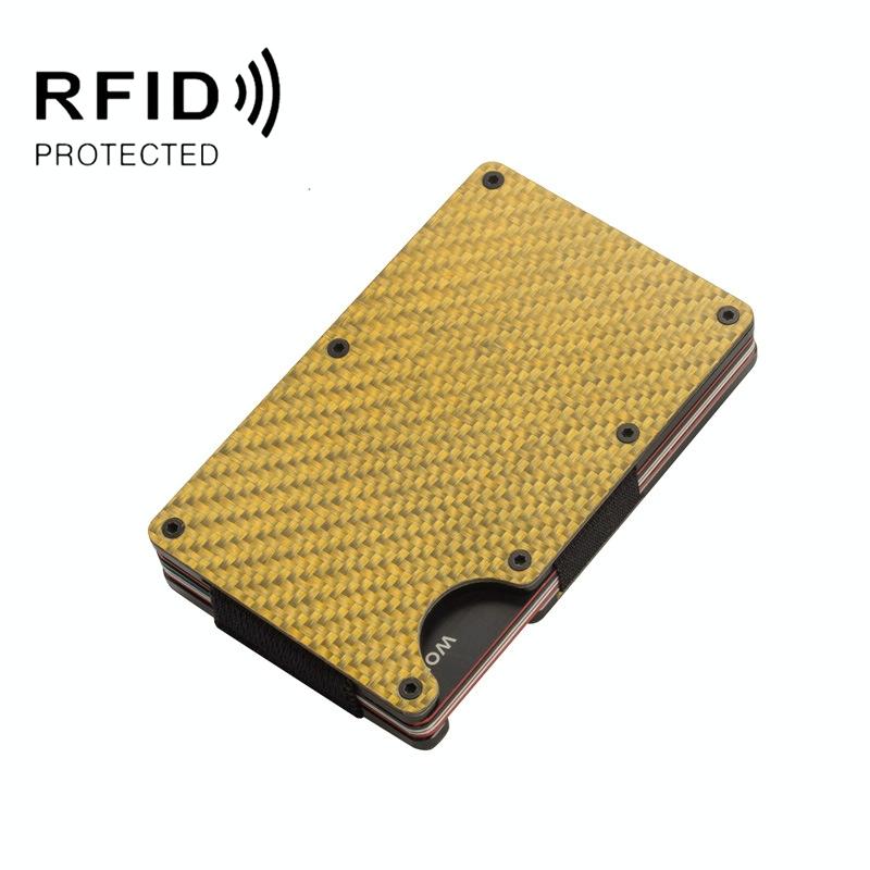 V562-E1054283060DBT-202508281945-00 Carbon Fiber Rfid Card Holder - Secure & Stylish - Gold - Image 1