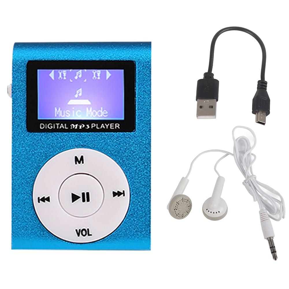 V562-E1057683060DBT-202508291146-00 Metal Mini Mp3 Player With Screen Earphone+Cable - Blue - Image 1