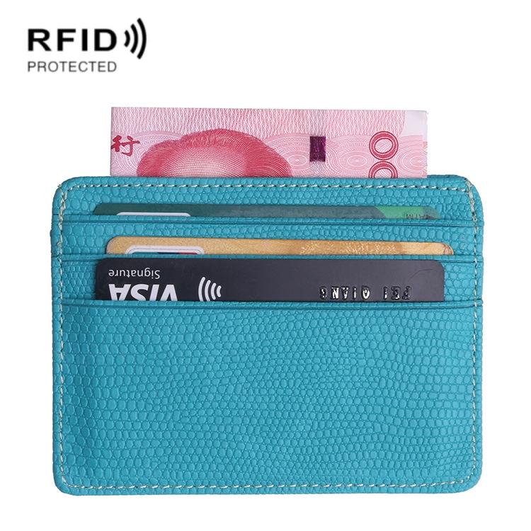 V562-E1094880950DBT-202508280505-00 Pu Rfid Card Holder with Lizard Pattern - Sky Blue - Image 1