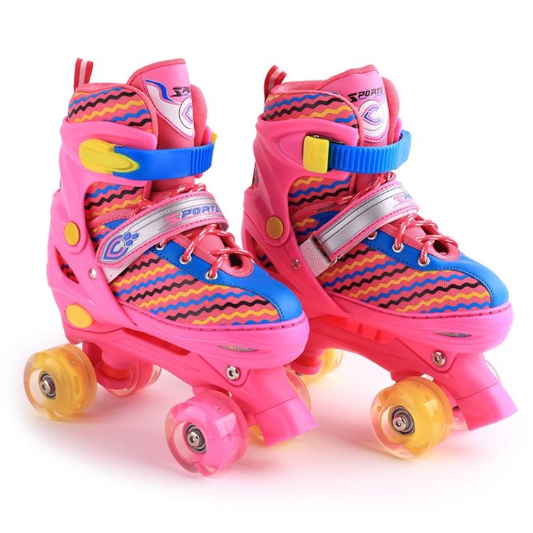 V562-F0181GO-202508281745-00 Kids' Double-row Roller Skates - Full-flash White Size m - Pink - Image 1