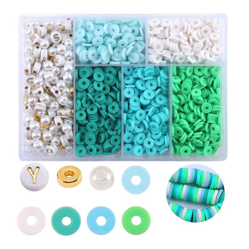 V562-F1003652060DBT-202508290725-00 6 Piece Soft Pottery Beading Set For Diy Bracelets & Necklaces - Green - Image 1