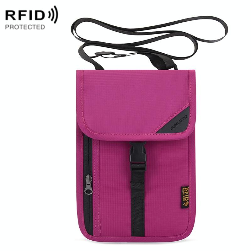 V562-F1052913950DBT-202508290130-00 Neck Strap Rfid Passport Bag for Travel - Rose Red - Image 1