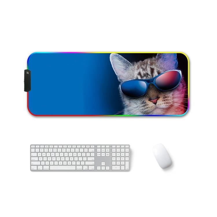 V562-F4118412750DBT-202508290936-00 Rgb Non Slip Mouse Pad With Thermal Transfer - Glasses Cat - Image 1
