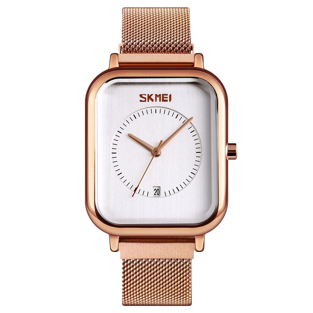 V562-G106830100AYS-202508281421-00 Unisex Magnetic Buckle Mesh Belt Quartz Watch - Rose Gold White - Image 1