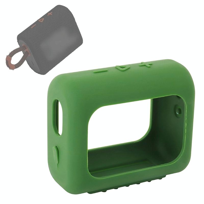V562-G1097413850DBT-202508280421-00 Portable Silicone Cover for Jbl Go3 Speaker with Carabiner - Army Green - Image 1