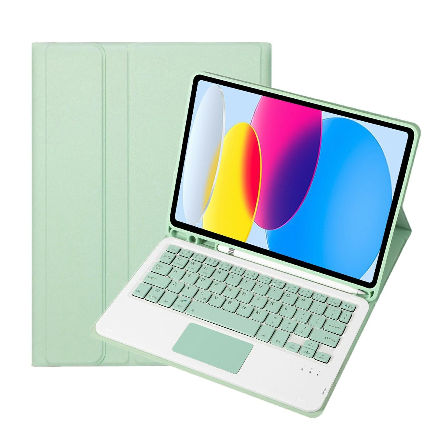 V562-G7837SAS-202508290725-00 2022 Ipad 10.9 Lambskin Bluetooth Keyboard Case With Pen Slot - Green - Image 1