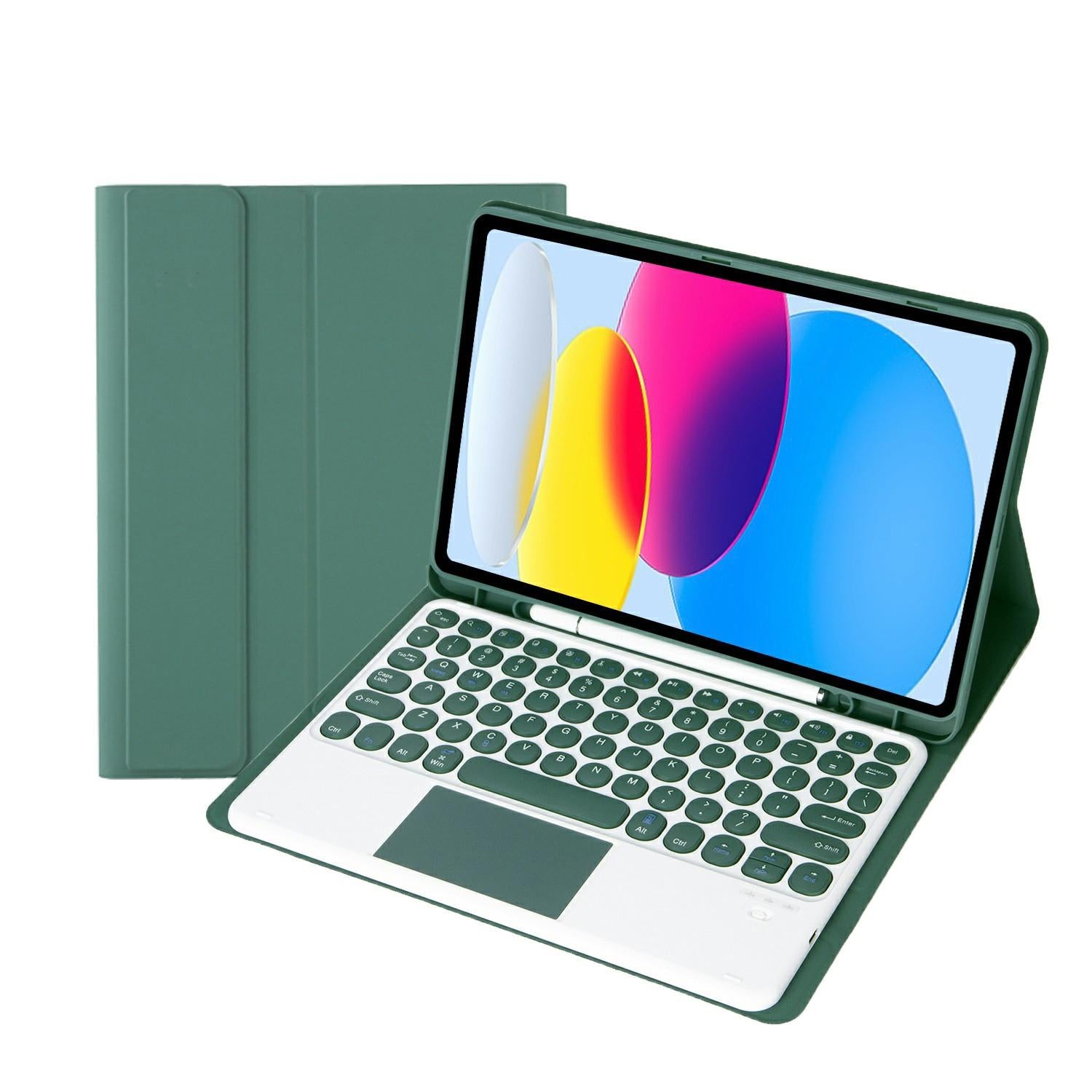 V562-GD3675SAS-202508290331-00 2022 Ipad 10.9 Lambskin Bluetooth Keyboard Case With Pen Slot - Dark Green - Image 1