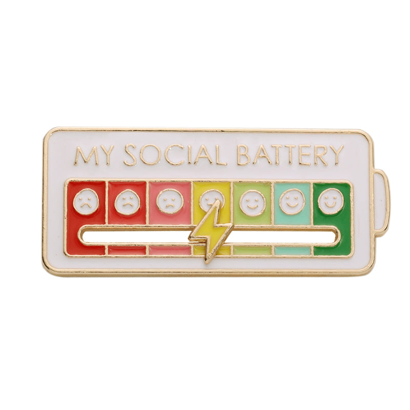 V562-GU23-H018WHITEX1-202508291416-00 Vibe Geeks Creative Social Battery Energy Enamel Pins Mood Jewelry Brooches - White - 1 Pc - Image 1