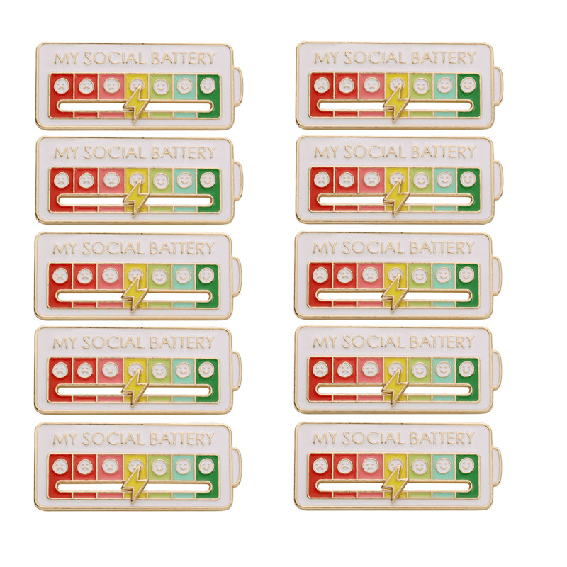 V562-GU23-H018WHITEX10-202508291420-00 Vibe Geeks Creative Social Battery Energy Enamel Pins Mood Jewelry Brooches - White - 10 Pcs - Image 1