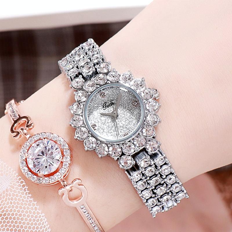 V562-K1051738550DBT-202508282130-00 Women Quartz Bracelet Watch with Diamond Accents - Silver Shell White Plate - Image 1