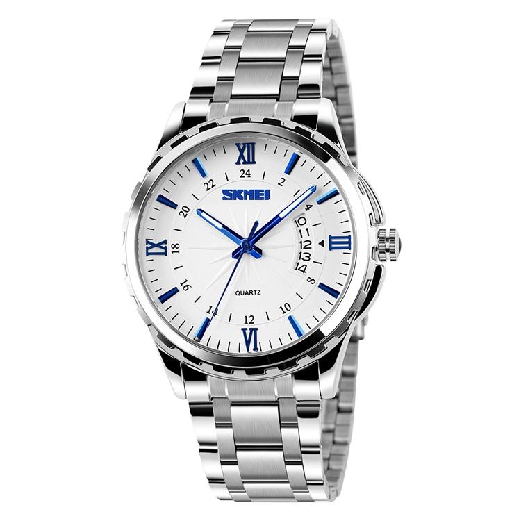 V562-L1331AW-202508290816-00 Waterproof Silver Shell Quartz Watch - Multifunctional Outdoor Fashion - Blue - Image 1