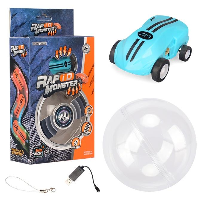 V562-L9754THC-202508281820-00 360 Degree Rotary Mini Laser Pocket Car Racing Toy - Blue - Image 1