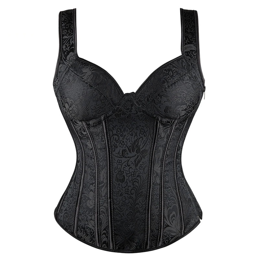 V562-OBBPBBAAILXNTOXL-10-202508291636-00 Adjustable Plus Size Steampunk Gothic Corset With G String S To 6Xl - Black - Xxl - Image 1