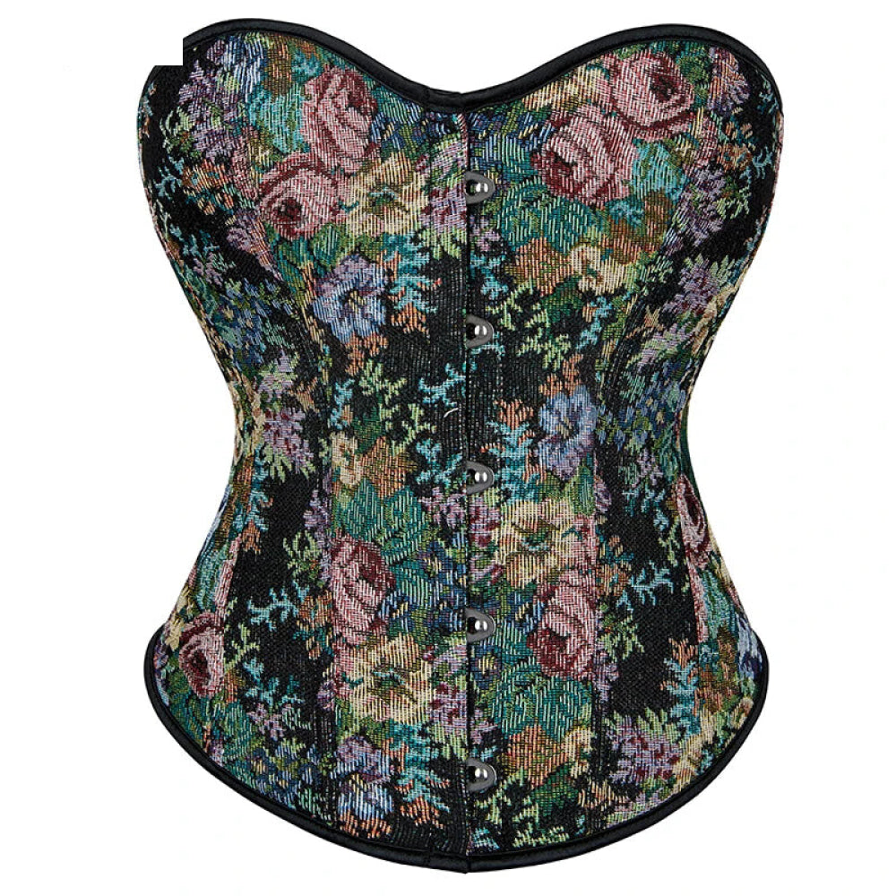 Floral Print Vintage Corselet Plus Size Strapless Corset Top For Women - Xxl