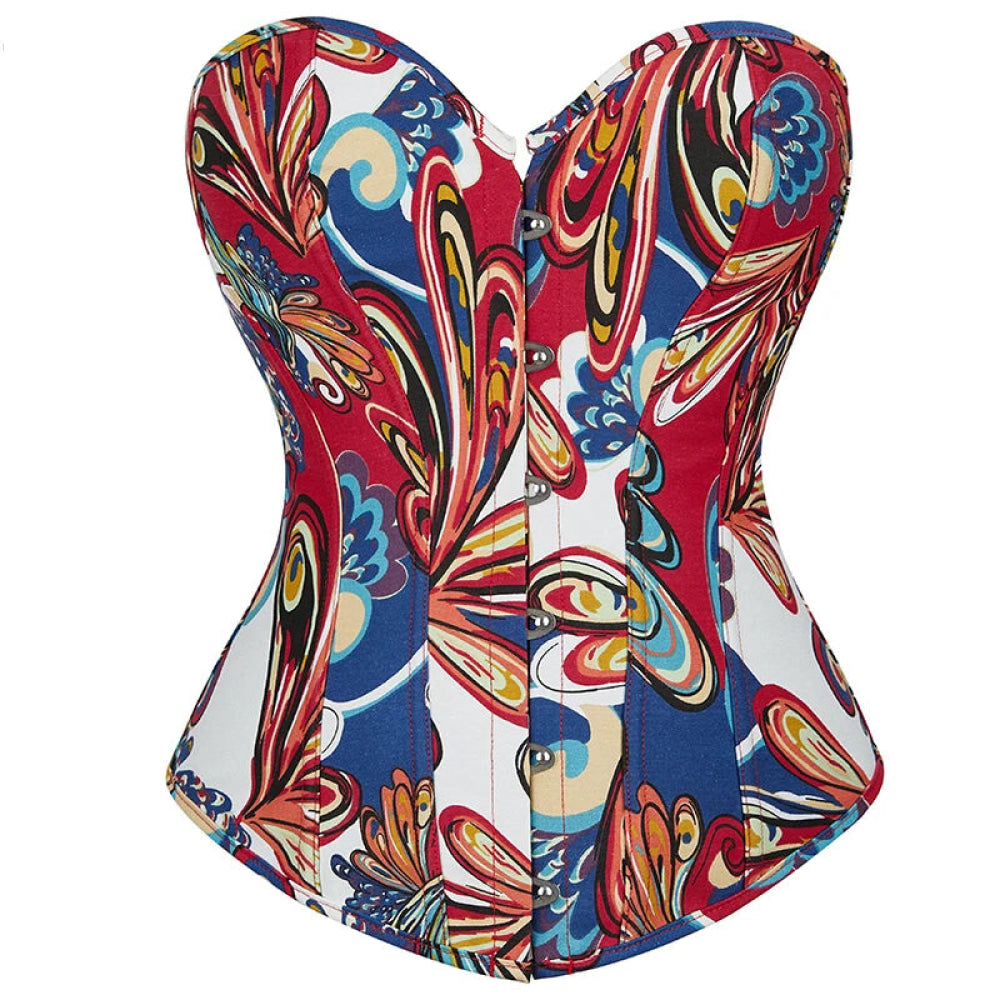 V562-OBBPBBKOIINNALNX-1-202508291941-00 Green Bustier Corset Top With Thong Front 6 Busk Back Lace Plus Size Alluring Lingerie For Busty Women - Blue - M - Image 1