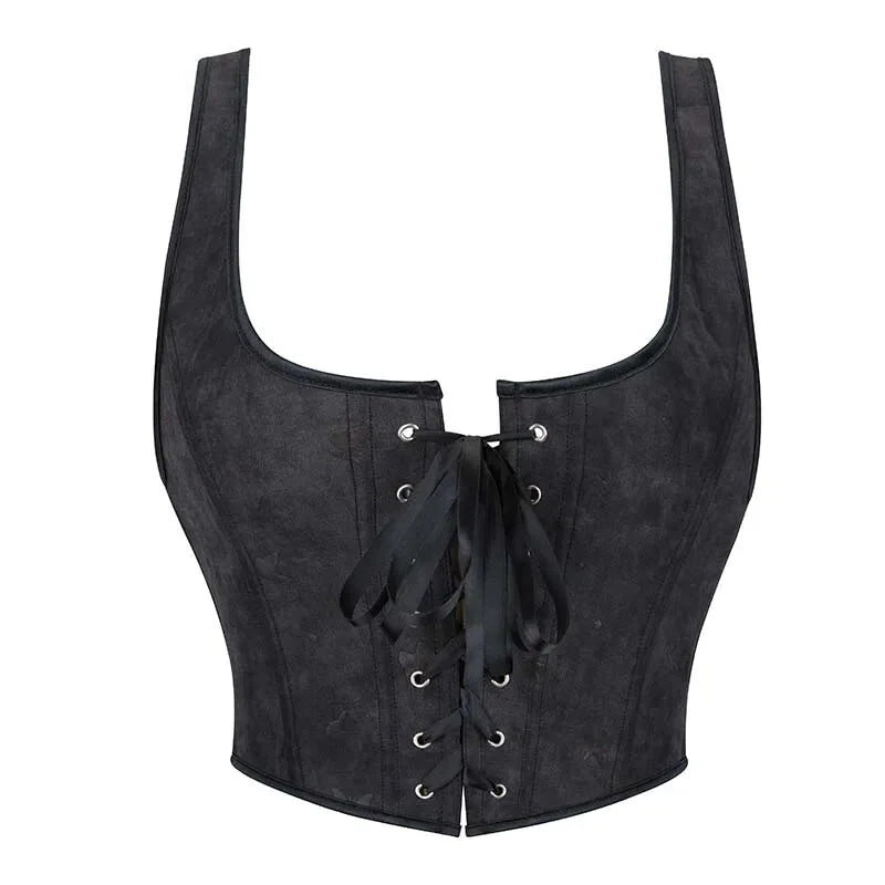 V562-OBBPBBNPATAAPPPX-4-202508291431-00 Black Gothic Slimming Vest Corset With Butterfly Detail Backless Boned And Lace-Up For Steampunk Style - L - Image 1