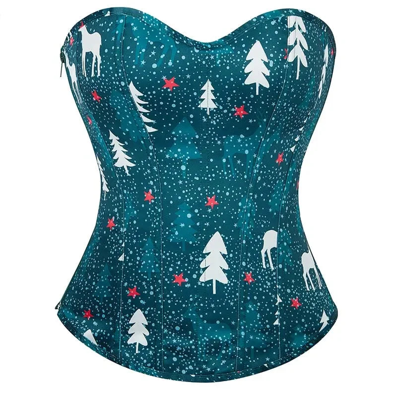 V562-OBBPBBNPKILLOLTN-4-202508291835-00 Green Lace-Up Corset Top Fish Bone Support Plus Size Xs-Xl Zip & Lace Closure - M - Image 1