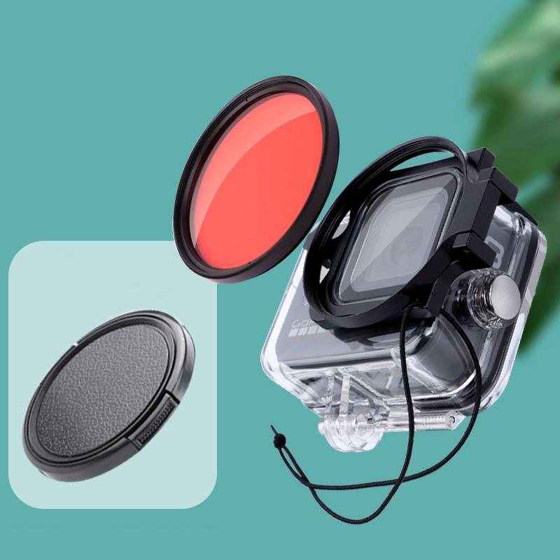 V562-R0590ACD-202508290335-00 58mm Dive Housing Lens Filter for Gopro Hero8 with Waterproof Case - Red - Image 1