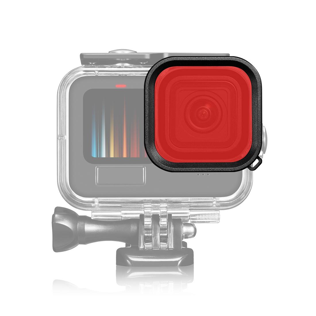 V562-R109UP-202508290315-00 Square Diving Lens Filter for Gopro Hero 9 / 10 / 11 / 12 - Red - Image 1
