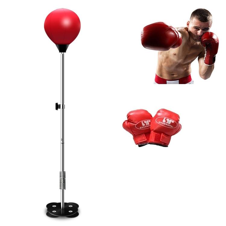 V562-R5497GO-202508281020-00 Adjustable Vertical Leather Speed Ball With Suction Cup And Gloves - Red - Image 1