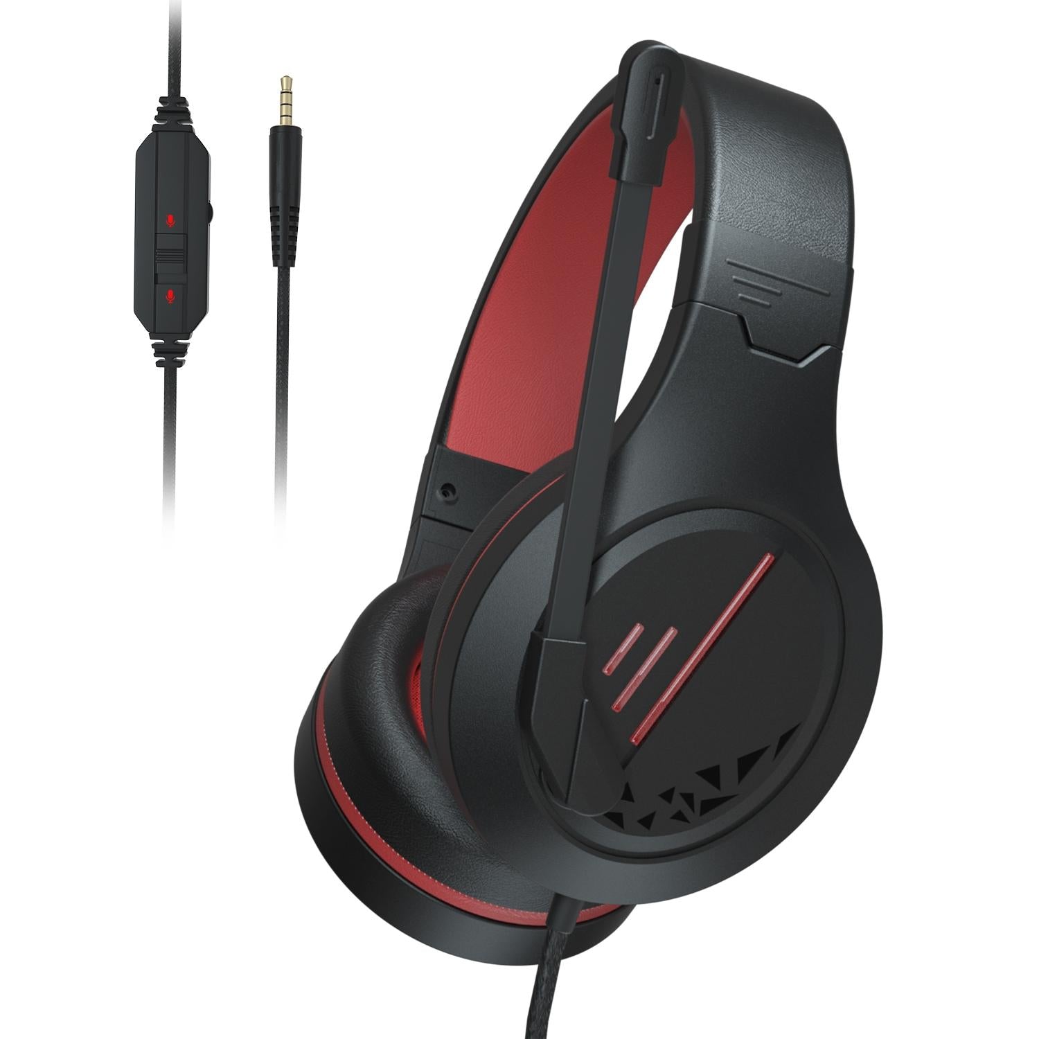V562-RB2631CP-202508292146-00 3.5Mm Noise-Canceling Gaming Headset With Retractable Mic - Black Red - Image 1
