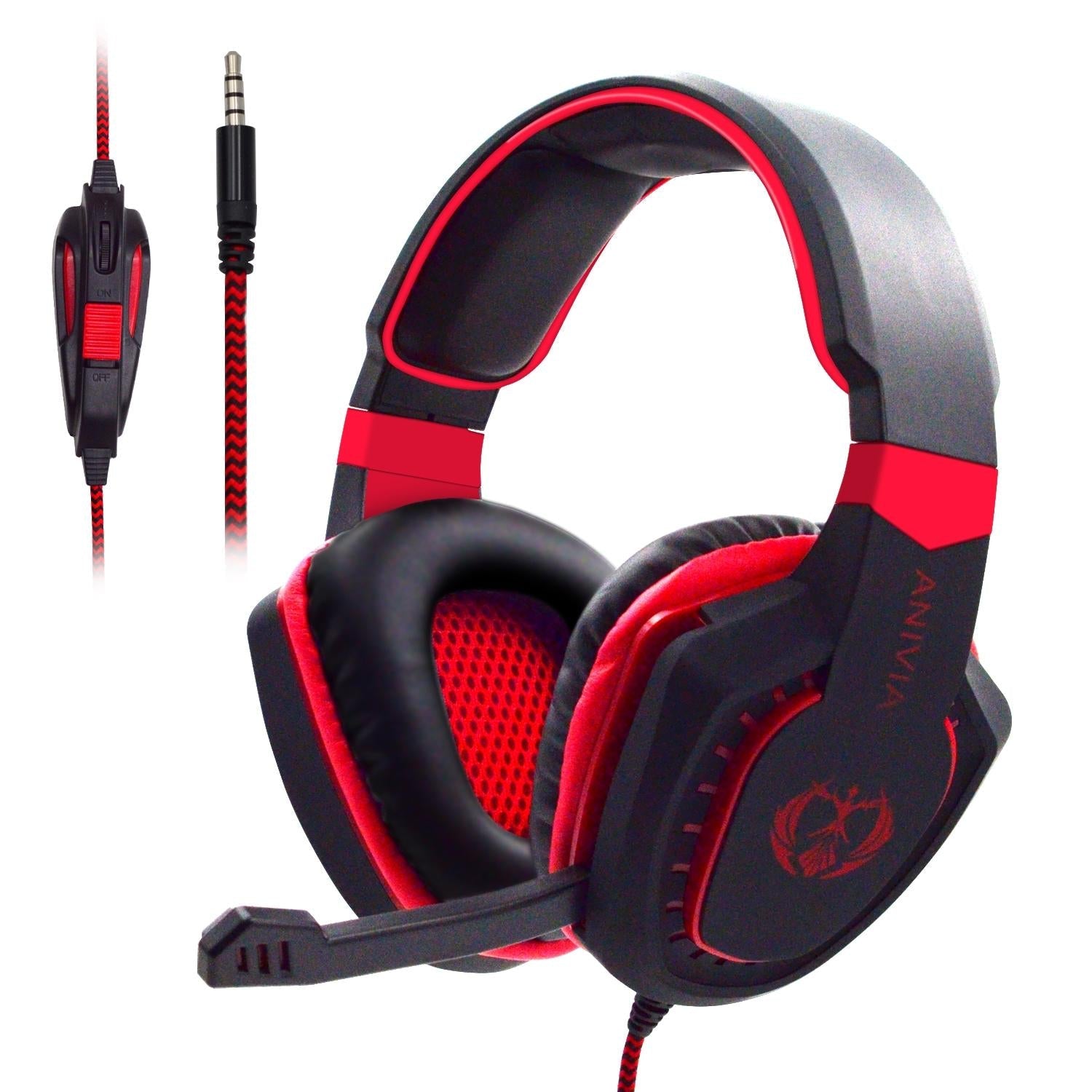 V562-RB8531CP-202508292153-00 3.5Mm Noise-Canceling Gaming Headset With Retractable Mic 2M Cable - Black Red - Image 1
