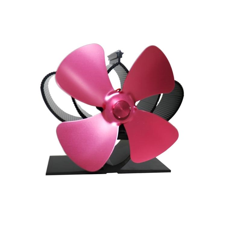 V562-RR1300FE-202508281246-00 High Temperature 4-blade Heat Powered Stove Fan for Fireplaces - Rose Red - Image 1