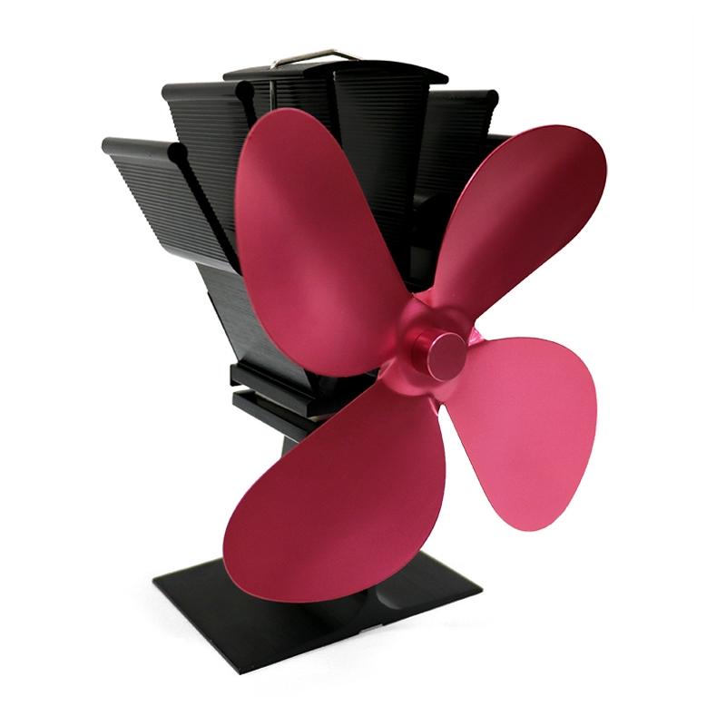 V562-RR4310-CH-S-202508290030-00 Eco-friendly Heat Powered Stove Fan for Wood / Gas / Pellet Stoves - Rose Red - Image 1